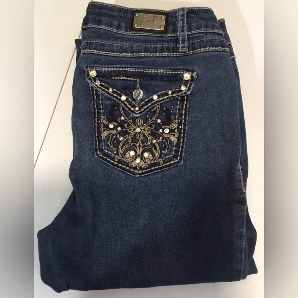 Earl Jeans Size 12 Women's  Slim Boot Cut Y2k Bedazzled Back Pockets